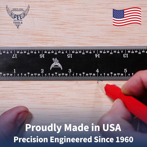 PEC Tools Metric Metal Ruler, 15CM, Made in USA - color: Black Chrome-Flexible, size: 150mm