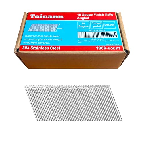 16 Gauge 20-Degree Angled Finish Nails 1-1/2 Inch, 1000-Pack - size: 1-1/2"~1000pcs