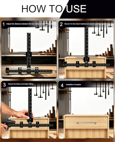 Aluminum Cabinet Hardware Jig Cabinet Handle Template for Knob Door Drawer - color: Black