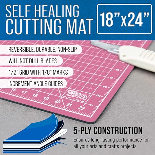 U.S. Art Supply 18"x24" Self-Healing Cutting Mat 5-Ply Pink/Blue - color: Pink/Blue
