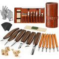 17Pcs DIY Wood Carving Tools, 6 Whittling Knives, 5 Detail Carving Knives - color: Brown02