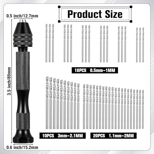 Pin Vise Hand Drill Set with 48 Micro Drill Bits, Small Drills Bits
