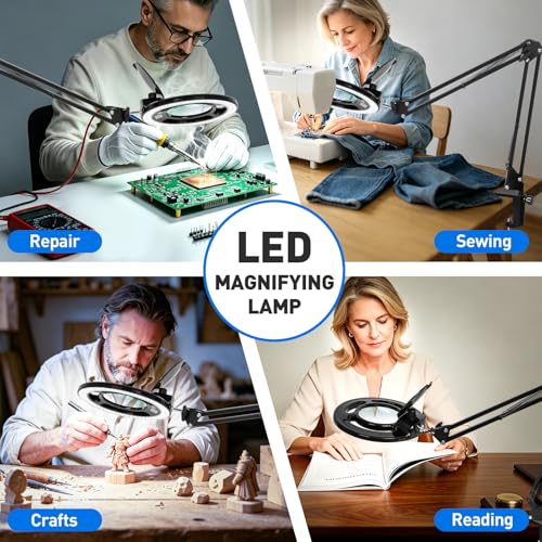 KIRKAS Magnifying Glass with Light, 2,200 Lumens Magnifying Lamp 12X - color: Black 28in