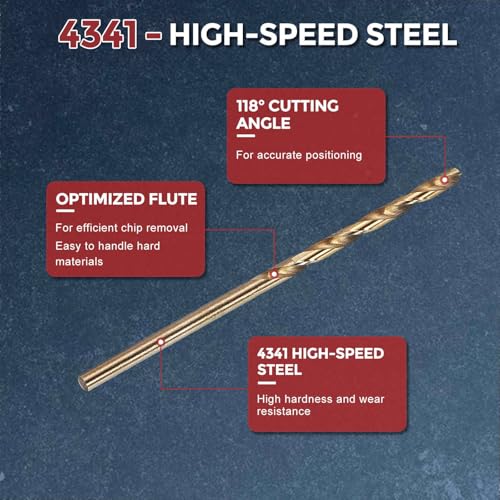 5pcs Micro Drill Bit #40 Diameter 2.489mm 4341 HSS for Soft Metal - size: #40