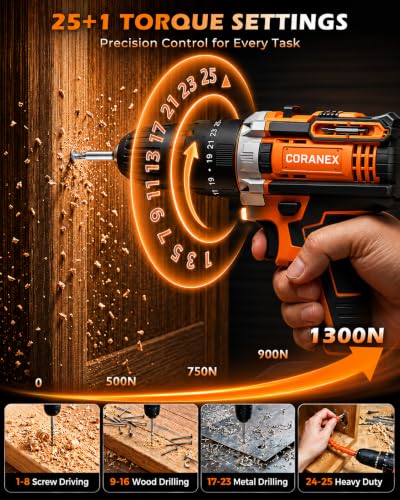 21V Cordless Drill Set with Case | Easy to Control & Lightweight - size: Standard Kit
