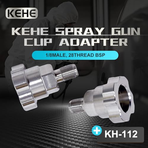 Paint System Spray Gun Cup Adapter(#112/#S31) for Iwata LPH-80mini,Connects Numerous Paint Gun to KEHE Paint Spray System (1/8Male,28Thread BSP) Stainless Steel - size: KEHE-112