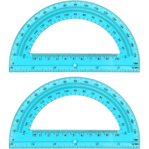 Zonon 2 Pcs 6 Inch Plastic Protractor 180° Math Protractors, Blue - color: Blue