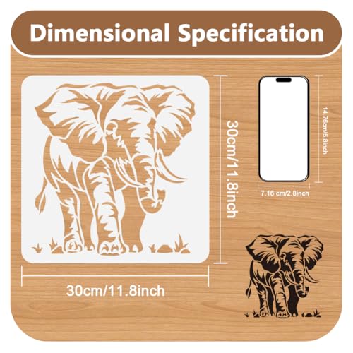 Elephant Stencil, Forest Animal Reusable Painting Template - style: Elephant