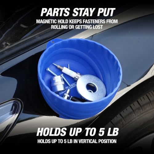 OEMTOOLS 25334 Magnetic Nut Cup Holds Up to 5 lbs. of Nuts, Bolts, & Screws - color: Blue