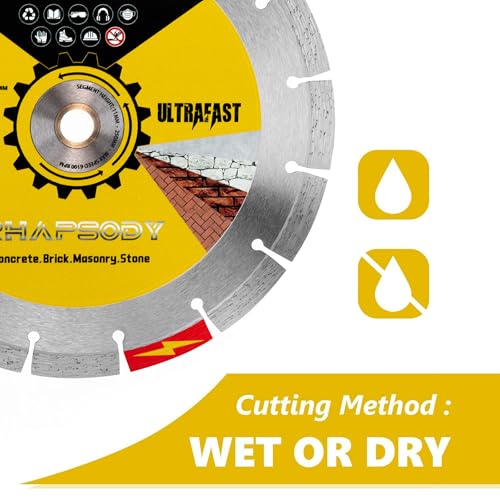 RHAPSODY 10Inch Ultrafast Diamond Saw Blade,Segmented General Purpose Blade - size: 10Inch (250mm)-1pc
