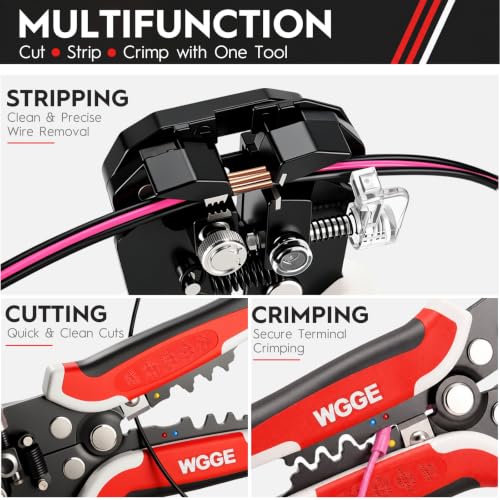 WG-014 3-in-1 Self-Adjusting Wire Stripper, Cutter and Crimper, 10-24 AWG