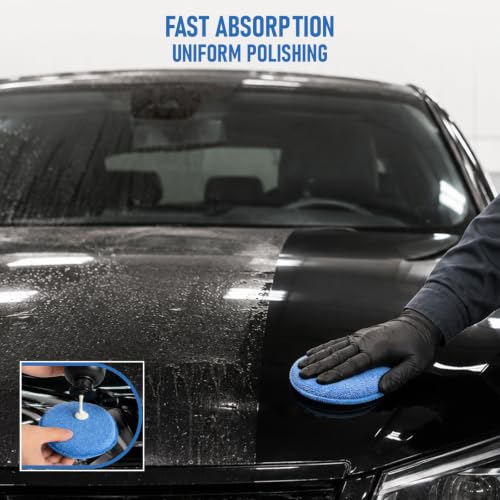 FONAROLL Microfiber Wax Applicator Pads, Car Wax Applicator, Buffing & Detail Polishing Foam Pads for Car Cleaning and Fine Polishing (5" Diameter, 6 Pack)… - color: Blue