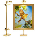 Adjustable Tabletop Easel Stand with Picture Frame Light, Gold - color: Light Gold
