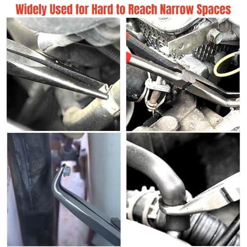 11-Inch Long Reach Needle Nose Pliers ，Straight Needle Nose Pliers with Milled Jaws & Non-Slip Grips for Mechanics, Electricians, and Home Repairs