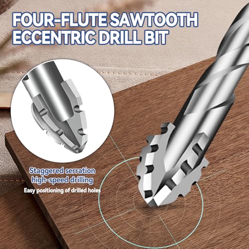 Four-Flute Sawtooth Eccentric Drill Bit, Multifunction Drill Bit Set High Hardness Skewed Head Eccentric Drill (Silver,10PC: 6MM) - color: Silver, size: 10PC: 6MM