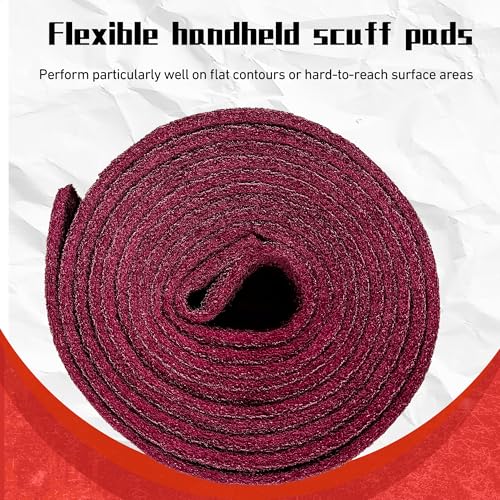 7447 Maroon Scuff Pads - 5 lnches x 8Feet Premium Surface Prep Pad for Autobody, Woodworking, Paint Primer, ScuffingSanding & Scouring