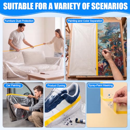 Seajan 9 Roll Pre-Taped Painters Plastic, Masking Film, White, 3 Size - size: 22/43/59in X 66ft