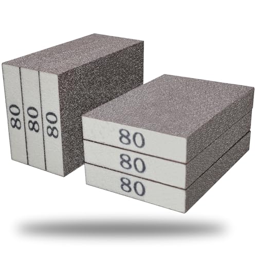 Tonmp 6 Pack 80 Grit Medium Sanding Sponge, Washable and Reusable Great for Pot Pan Brush Sponge Brush Glasses Sanding Wood Sanding Metal Sanding (80 Grit-6 Pack) - style: 80 Grit