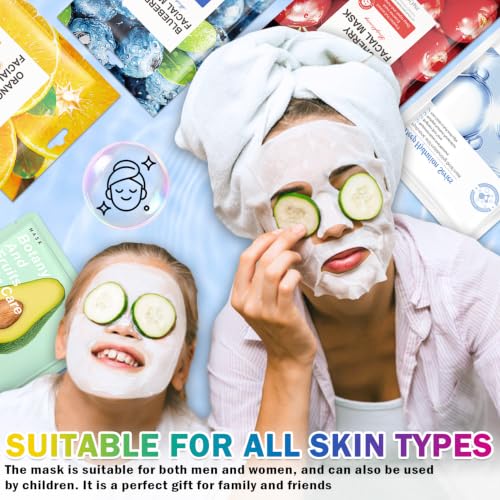 10 Pack Kids Face Mask Sheet,Fruit Face Masks Skin Care Set - color: 10Pcs-Set 04, size: 1 Count (Pack of 10)