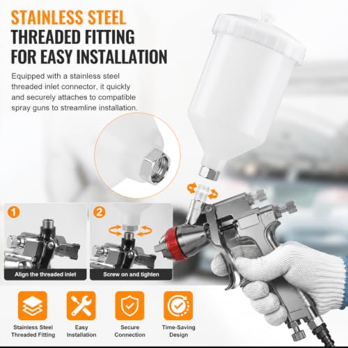 600ml Paint Gun Cup, Mini Paint Spray Gun Cup, Replacement Holder Paint Cups for Gravity Feed Small Sprayers