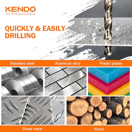 KENDO 115PCS M35 Cobalt Drill Bit Set, 1/16-1/2 Inch for Metal - style: 115 pcs Cobalt