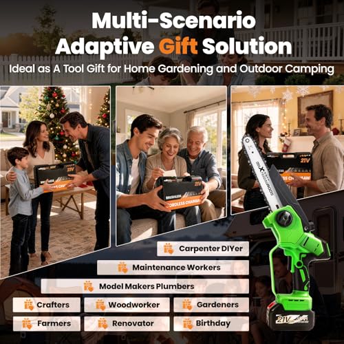 maXpeedingrods Electric Chainsaw Cordless, 8 Inch & 6 Inch Mini Chainsaw - color: Light Green 1 Battery 8 Inch