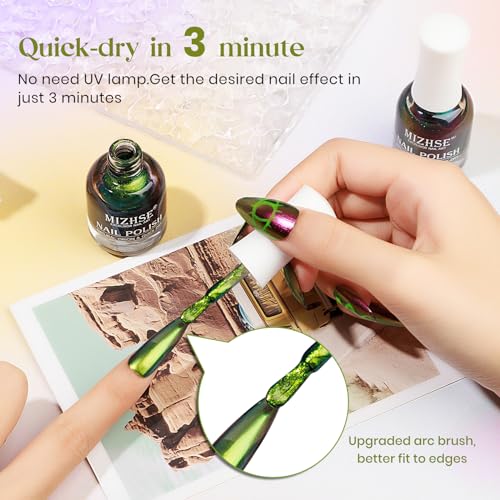 MIZHSE Chameleon Nail Polish Quick Dry, Bright Green Nail Polish High Shine - color: Chameleon Bright Green