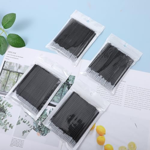 400 Pack Microswabs for Eyelash Extensions, Micro Swabs for Makeup, Balck - color: black