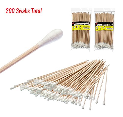 SE 6" Cotton Swabs with Wooden Handles (2 Pack of 100) - CS100-6-2 - size: 2 Packs of 100