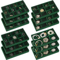 Junkin 12 Pcs Velvet Jewelry Organizer Tray, Stackable Storage - color: Green