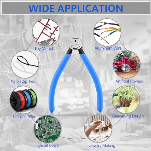 Wire Cutters Flush Cutters for Jewelry Making, Ultra-Sharp Side Cutters, CR-V Diagonal Cutters for Crafting, Flush Cut Pliers for Soft Copper Wire, Floral, Circuit Board (6" 6Pack) - size: 6" 6Pack