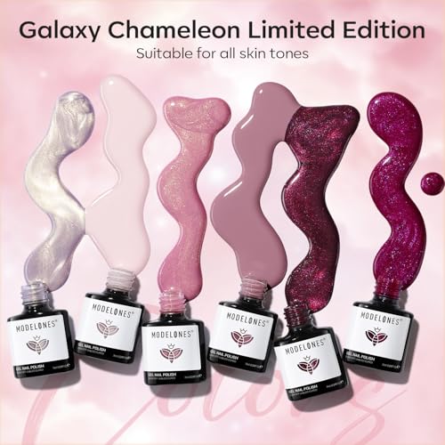 modelones Nude Gel Nail Polish Set 6 Colors, Pearl Pink Burgundy Glitter - color: A A A2 Rose Garden