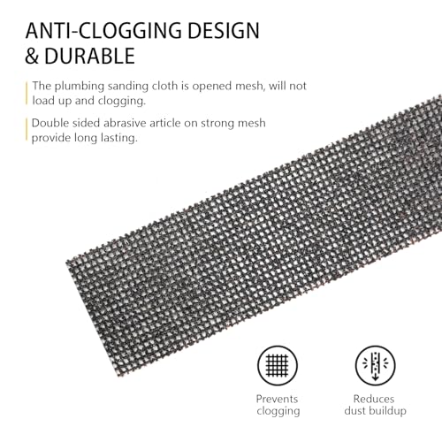 SCOTTCHEN Sanding Rolls/Plumbing Sanding Cloth 1-1/2" x 11yd (33 ft) / Plumber's Double Side Open Mesh/Silicon Carbide Grit #80-1Roll - size: Roll: 1-1/2"x 33 ft, style: #80