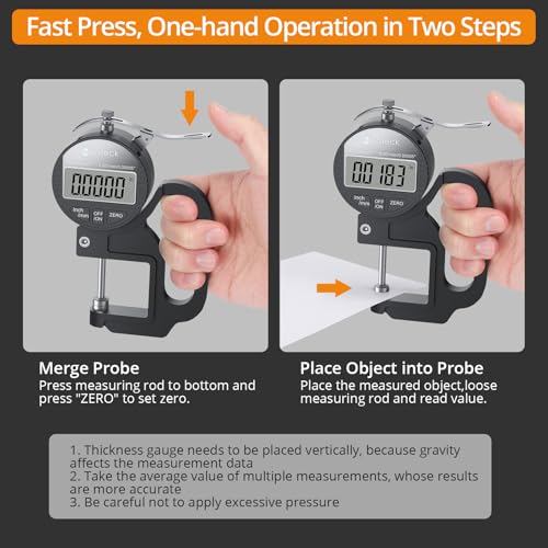 Neoteck Digital Thickness Gauge 1inch/25.4mm,0.00005inch/0.001mm Accuracy - color: Silver-black, size: 0-1"/0.00005"
