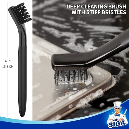 MR.SIGA Grout Cleaner Brush Set, Detail Cleaning Brush Set for Tiles, Sinks, Drains, Grout Brush for Edge, Crevice Cleaning (Pack of 2) - size: 6.2 x 0.7 x 0.8 inch (Pack of 2)