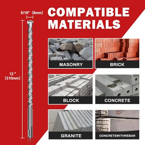 5/16" x 12 "SDS Plus Rotary Hammer Drill Bit Set, 2-Cutter 2-Piece - size: 5/16" x 12 "