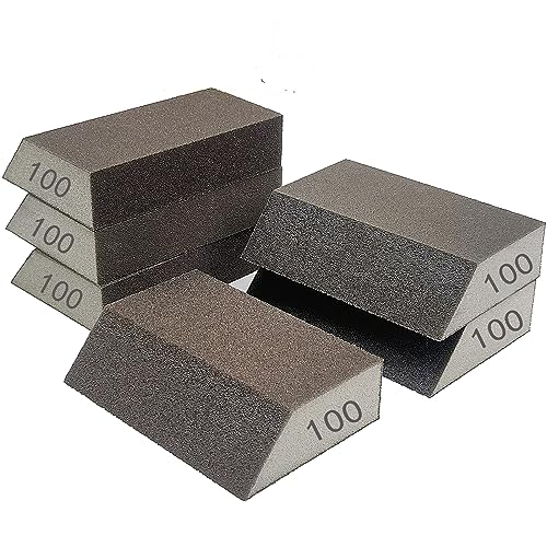 6 Pack Sanding Sponge, 100 Grit Sanding Blocks Assortment,Washable and Reusable for Wood Drywall Metal Home(100 Grit) - style: 100 Grit