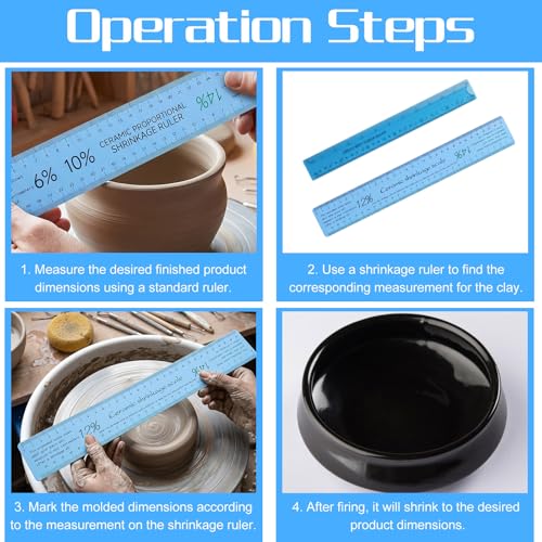 RAHHLIZS 2pcs Ceramic Shrinkage Scale Ruler Ceramic Tools for Pottery Plastic Measuring Ruler for Pottery Lovers Clay Sculpture Tools Carving Shaping Clay Sculpture Modeling