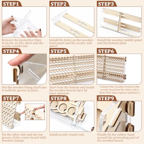 Colingmill 140 Holes Wooden Paint Rack for 2 oz Dropper Bottles - size: 59 ml, style: 140 Holes