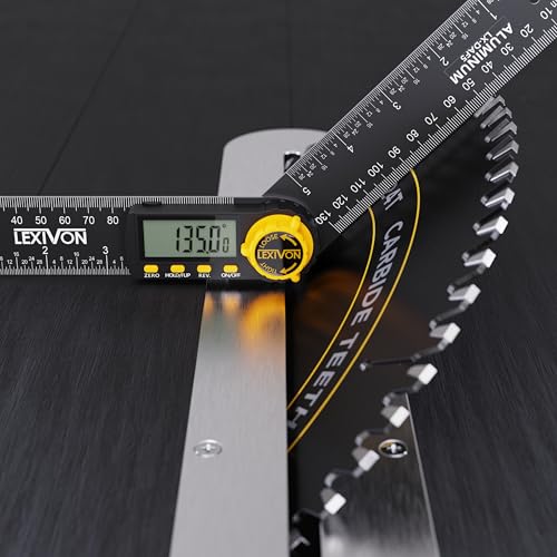 LEXIVON Aluminum Digital Angle Finder Gauge, 7-inch/180mm Multi-Purpose Protractor, Includes XL Display and Rugged Zippered Pouch (LX-DAF7) - size: 7 Inch