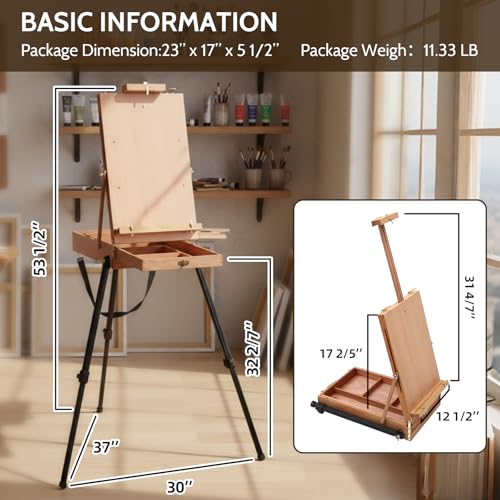 Falling in Art Light Weight French Style Field and Sketchbox Easel - style: French