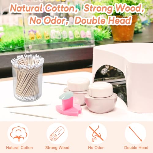 200 Dual-Tip Micro Swabs, Pointed Cotton Swabs for Nails & Makeup - color: 200 Dual-tip