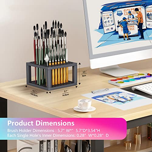 6-Layer Acrylic Organizer with Brush Holder, Easy Assembly Storage Rack for Craft, Hobby & Miniature Models, Light Can Holder, Gray