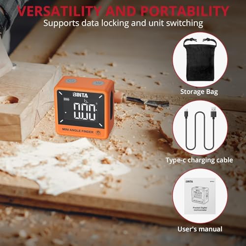 BINTA Digital Angle Finder Magnetic, IP54 Waterproof Dustproof Gauge Orange - style: Orange