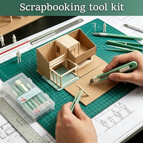 Scrapbooking Tools, Scrapbooking Supplies with Precision Knife, Cutting Mat, Sticker Tweezers and Cutter, Craft Tools Vinyl Weeding Tool Kit for Card Making Paper Craft DIY Art Projects
