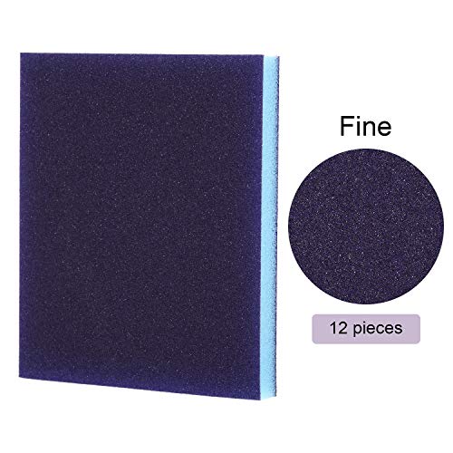 eBoot Sanding Sponge Grit Sanding Blocks, Washable and Reusable Sand Sponge Kit, 12 Pieces (Fine Grade)