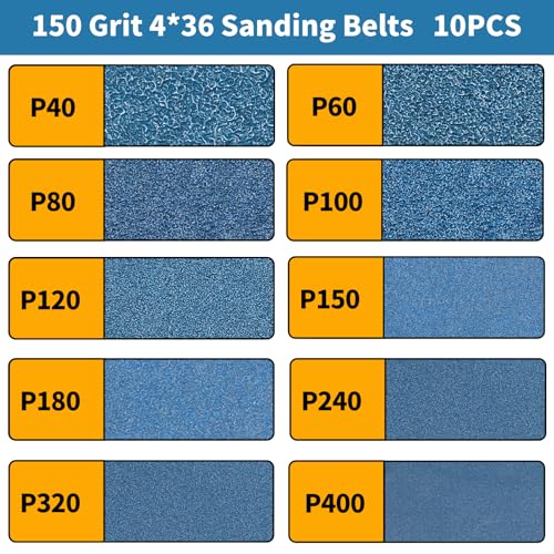 10-Piece Premium 4 x 36 Inch Zirconia Sanding Belts 150 Grit - color: 150 Grit, size: 4x36 Inch