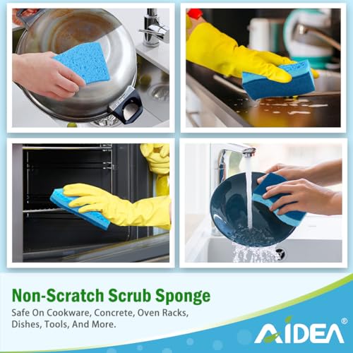 AIDEA Sponges Kitchen-24Count, Non-Scratch Scrub Sponge, Sponge for Dishes - color: Light-blue-standard