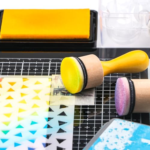 26 Pcs/Sets Ink Blending Tool Sets, Include 2 Pcs Round Ink Mini Applicator Tools and 24 Pcs Replacement Refill Foam Pads for Drawing Distressing Blending Scrapbooking & Stamping Supplies (Yellow) - color: Yellow