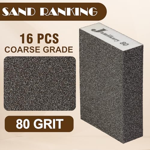 80 Grit Sanding Block, Jamiikury Coarse Sanding Sponge, 16pcs - size: 80 Grit